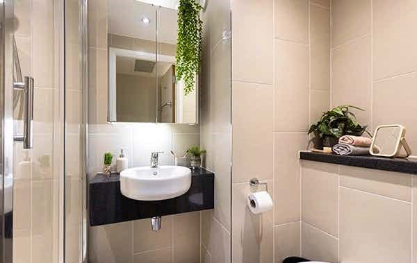 Bookmyuniroom student accommodation 1 bed apartment bathroom  London Nest Drapery Place London UK