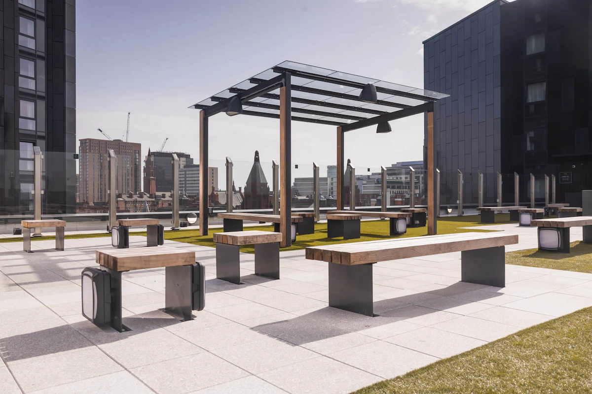 bookmyuniroom student rooms outdoor common area onyx birmingham uk